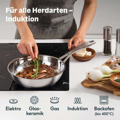 SILBERTHAL Edelstahl Bratpfanne Induktion – 24cm unbeschichtet