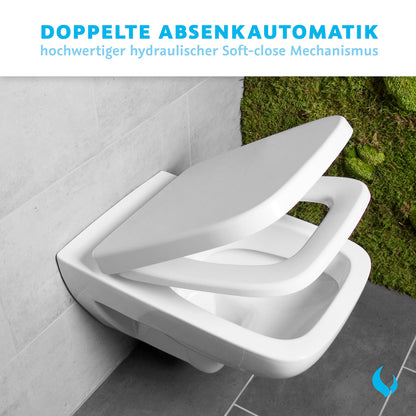 Bullseat WC Sitz eckig für Keramag Renova Nr. 1 Plan - Weiss Softclose