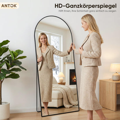 Antok Ganzkörperspiegel 180x68 cm, gewölbter Standspiegel, schwarz