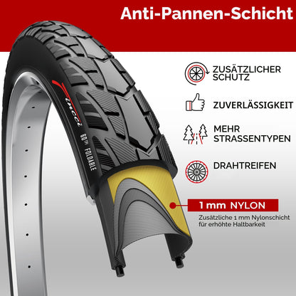 Fincci Fahrradreifen 700x40c Faltreifen mit Pannenschutz, 2er Pack