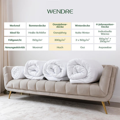 WENDRE Ganzjahres Steppdecke Mikrofaser 220x240 – Mittelwarm
