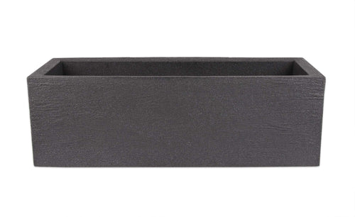 BigDean Pflanzkübel 80x30 cm Granitstein-Optik Anthrazit frostsicher, rechteckig aus Kunststoff