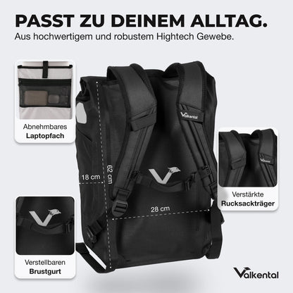 Valkental UrbanX 2in1 Velotasche & Rucksack, wasserdicht, 28 L