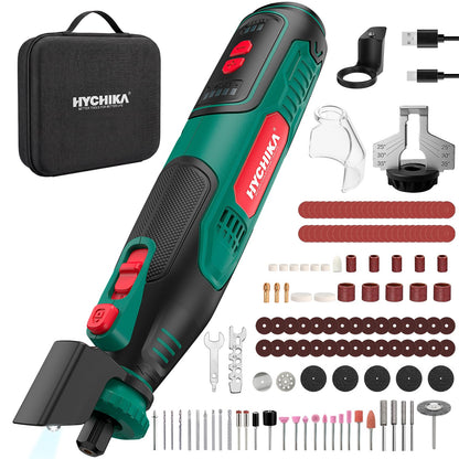HYCHIKA Akku-Rotationswerkzeug 8V TX111 mit 145-teiligem Zubehör und LED-Arbeitsleuchte
