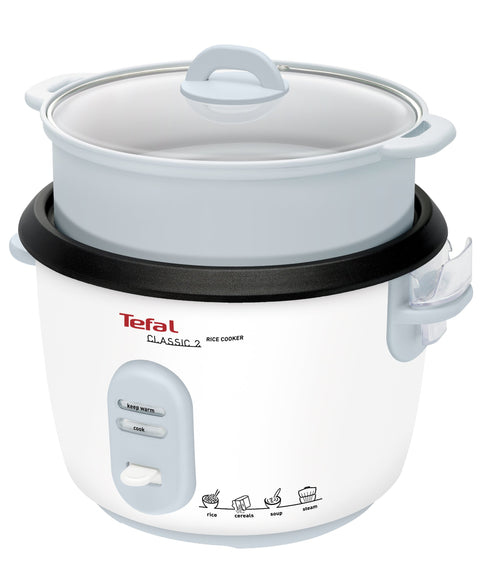 Tefal RK1011 Multifunktions-Reiskocher - 10 Tassen (5L). Weißer, zylindrischer Topf gart automatisch Reis.