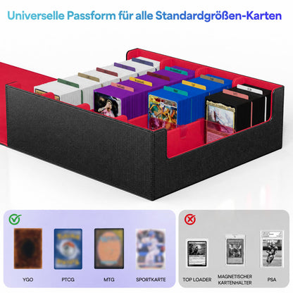 UAONO Kartenaufbewahrungsbox für 2400+ Trading Cards, schwarz-rot