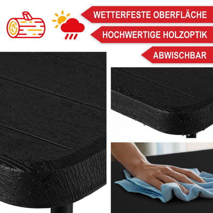 Onbest Holz Optik Klapptisch Gartentisch – gross, Kunststoff/Alu