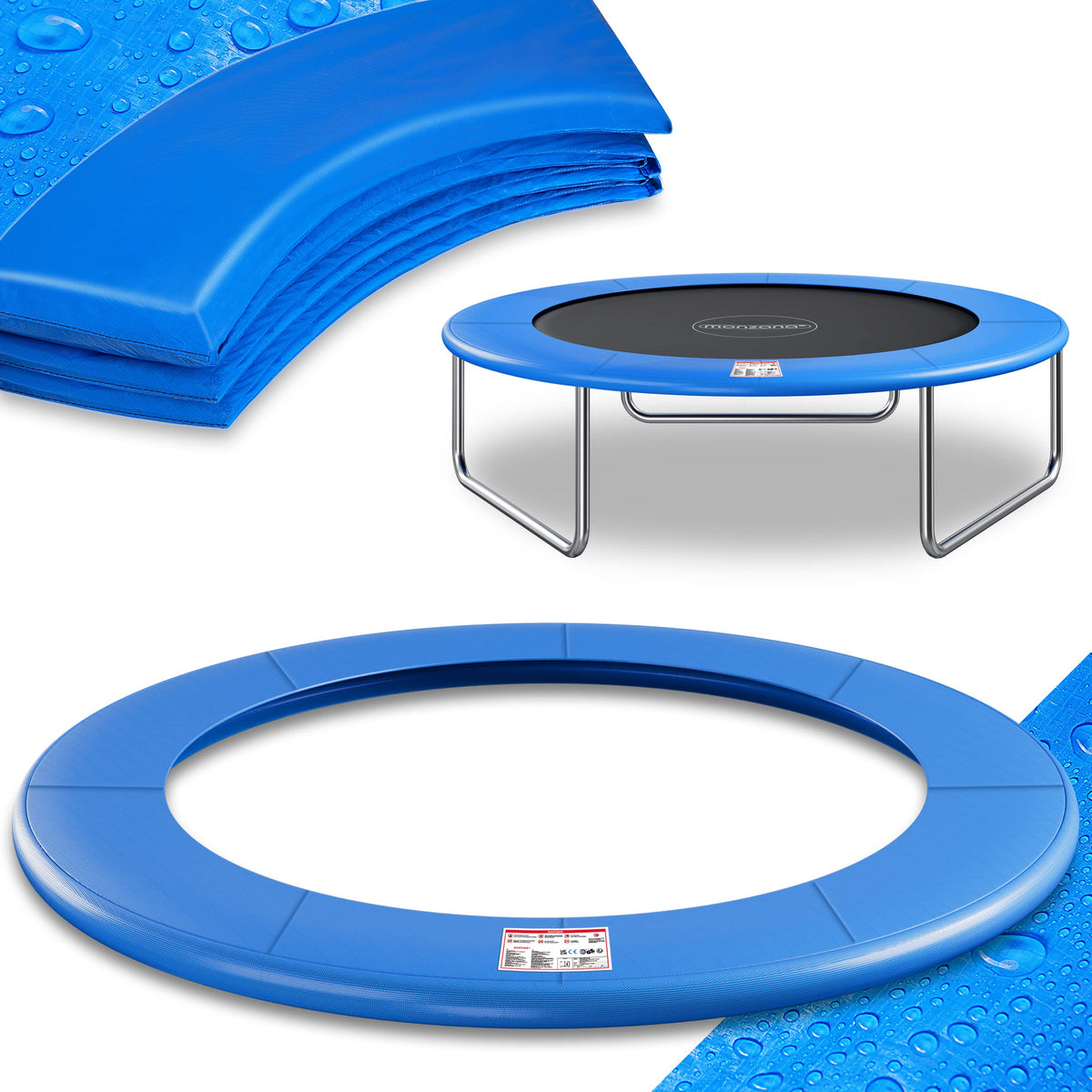 Monzana Trampolin Randabdeckung Ø 366 cm Federabdeckung UV-beständig – 30 cm breit, 15 mm Polsterung