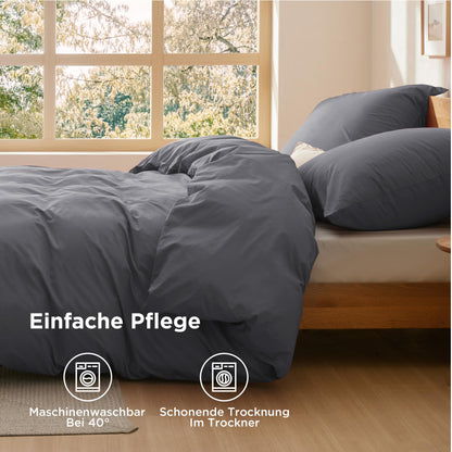 BEDSURE Bettwäsche-Set 135x200 cm Baumwolle 4-teilig Anthrazit