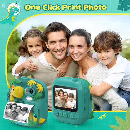 CAMCLID Kinderkamera ET-7 Sofortbildkamera Dinosaurier mit 32 GB Karte