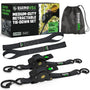 Rhino USA Spanngurte selbstaufrollend, 2er-Pack, 2,5 cm x 3 m, schwarz – Ratsche und beschichtete S-Haken