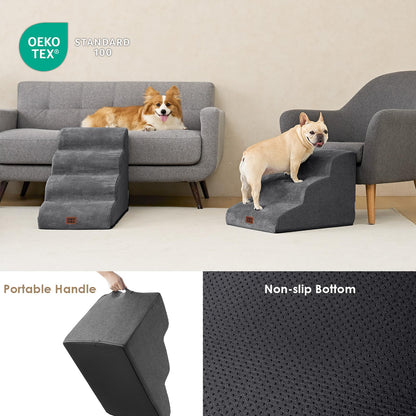 EHEYCIGA Hundetreppe für kleine Hunde, 3 Stufen, 40 cm, Grau