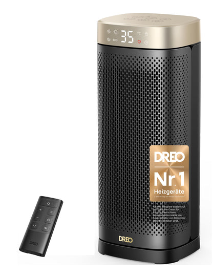 DREO Heizlüfter Solaris Slim H2, 2000W Keramik, Thermostat, Gold