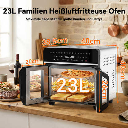Emphsism AFTO Heissluftfritteuse 23L XXL Dual Zone mit 15 Programmen