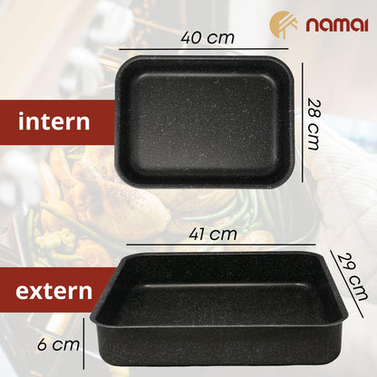 NAMAI Auflaufform Lasagne 40 x 28 cm Aluminium antihaftbeschichtet