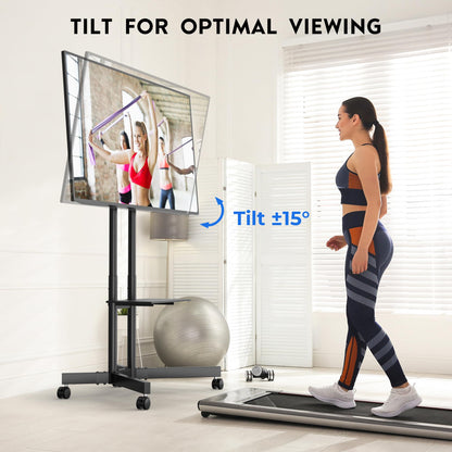 BONTEC TV Ständer rollbar, höhenverstellbar, für 32-85 Zoll bis 55 kg