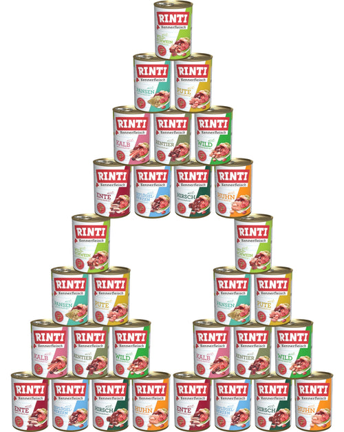 Rinti Kennerfleisch Hundefutter Mixpaket, 30 x 400 g, 10 Sorten – Nassfutter in Dosen