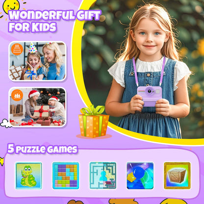 HiMont Kinderkamera Sofortbildkamera KC02 mit 32GB Karte, Violett