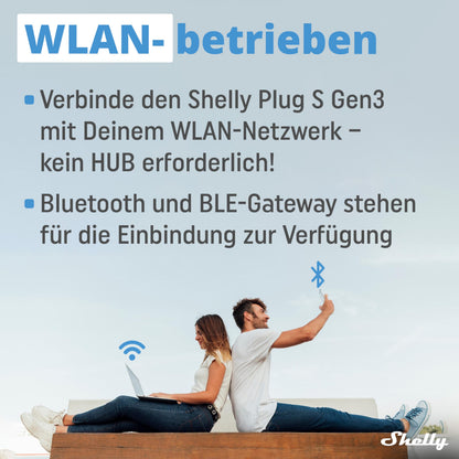 Shelly Plug S Gen3 WLAN-Steckdose mit Leistungsmessung, 4er-Set
