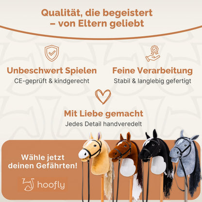 Hoofly Hobby Horse Steckenpferd A3 mit Trense, Beige Haflinger