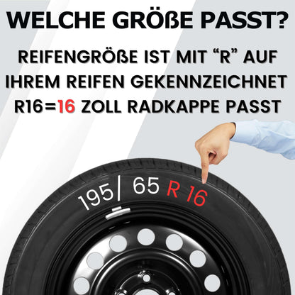 Kuglo Radkappen 16 Zoll Schwarz 4er-Set für Stahlfelgen