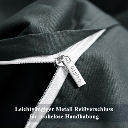 Aisbo Bettwäsche 200x220 Baumwolle Grau, 3-teilig mit Reissverschluss