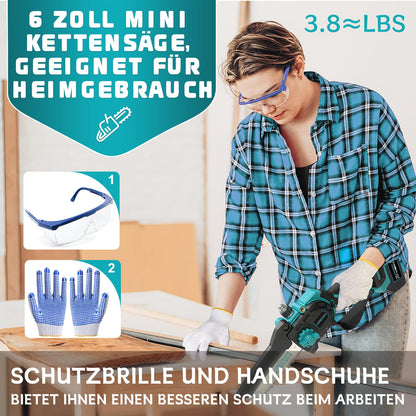 Homerays Mini Kettensäge mit Akku, 8 & 6 Zoll, bürstenloser Motor