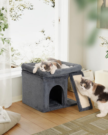 Aechonow Kratzbaum für grosse Katzen mit Katzenhöhle, dunkelgrau