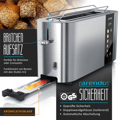 Arendo Level Touch Toaster 2 Scheiben Langschlitz Edelstahl