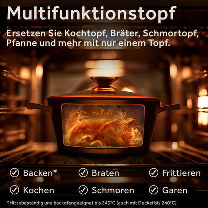 ZWIEGER BLACK STONE Schmortopf und Brottopf mit Deckel, 24 cm