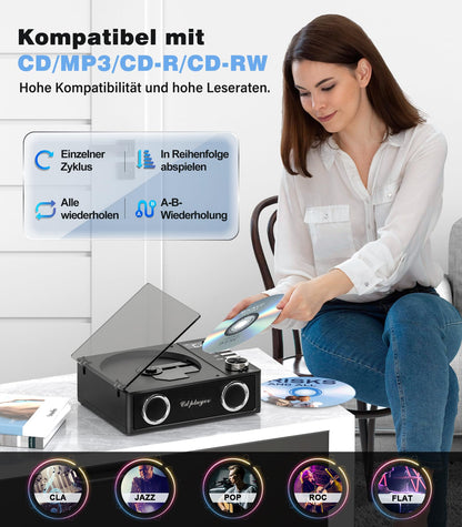 Greadio CD19 Tragbarer CD-Player mit Bluetooth 5.3 und 4000-mAh-Akku