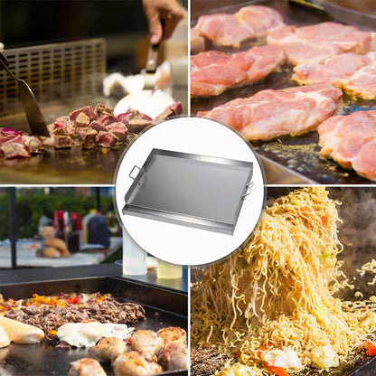 FINEUNAN Edelstahl Grillplatte BBQ Plancha - 40x30x8 cm