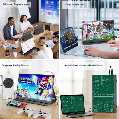 CUIUIC 15.6" Tragbarer Monitor - FHD IPS USB-C/HDMI