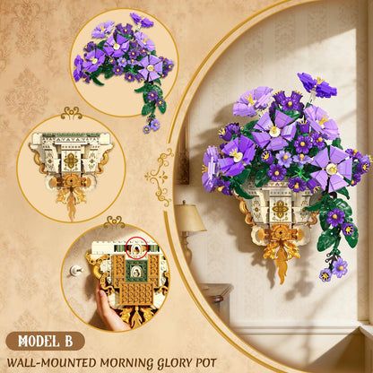 CUBIMANA Prunkwinden-Bauset 2-in-1, Blumenbauset mit Vase, 1136 Teile