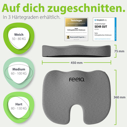 feela Orthopädisches Sitzkissen Medium – Ergonomisches Memory-Kissen