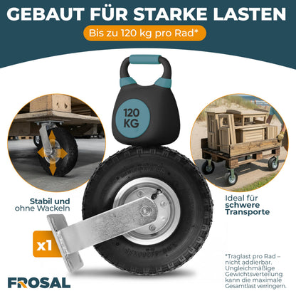 FROSAL Lenk- und Bockrollen Set Luftreifen 260 mm für Bollerwagen