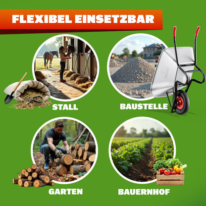 GARDEBRUK® Schubkarre Garten Bauschubkarre – 100L verzinkt Luftreifen