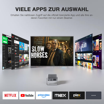 VOPLLS Q5 Mini Beamer 1080P Full HD, 4K, Autofokus, WiFi 6, Silber