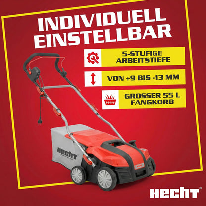 Hecht Elektro-Vertikutierer 2 in 1 mit Messer- und Lüfterwalze