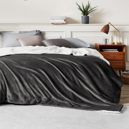 BEDSURE Kuscheldecke Sherpa Wohndecke Anthrazit 220x240 cm