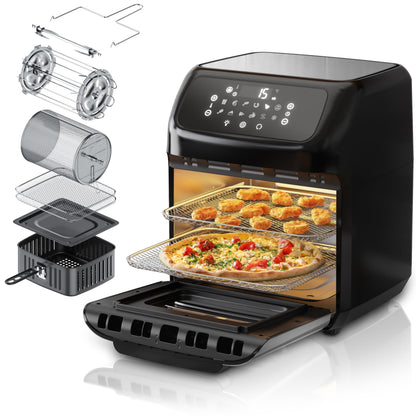 Arendo Heissluftfritteuse XXL Multifunktion 12L LED Touchscreen, großes 12L Modell mit LED Touchscreen. Frittiert, backt, grillt mit Heissluft.