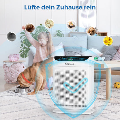 ZXBEER ZX001 HEPA-Luftreiniger für Räume bis 260 m², Weiss