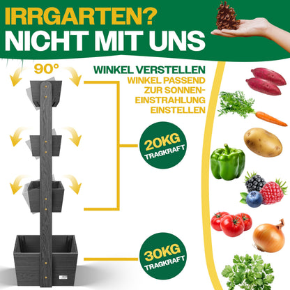 KESSER Hochbeet 4 Etagen, Blumentreppe aus Tannenholz, Anthrazit