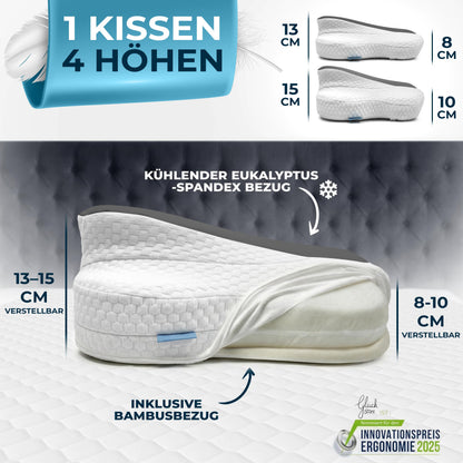 Glückstoff Ergonomisches Nackenkissen aus Memory Foam, Grau