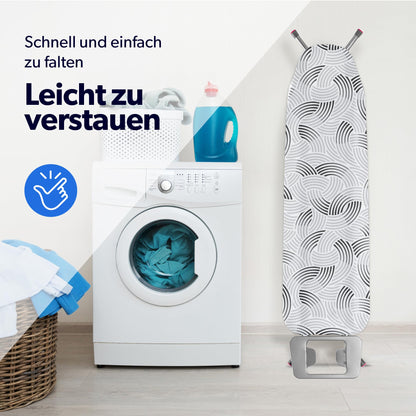 KADAX Bügelbrett klappbar mit Bügeleisenablage, 114 x 34 cm, Grau
