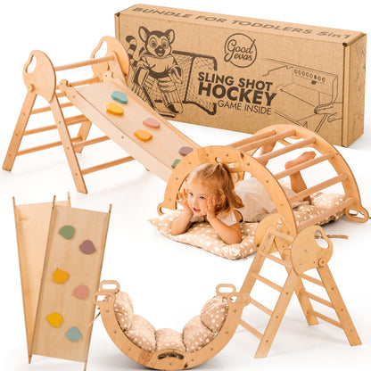 Goodevas 5-in-1 Montessori Klettergerüst Set mit Rutsche, 1-3 Jahre