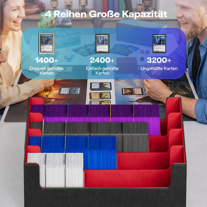 UAONO Kartenaufbewahrungsbox für 2400+ Trading Cards, schwarz-rot