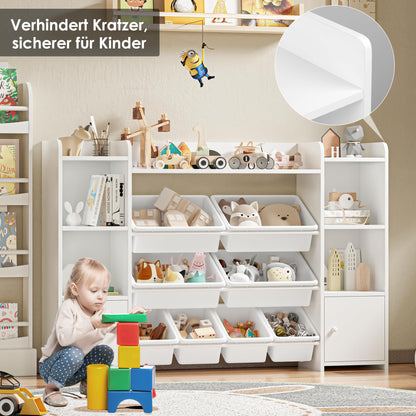 FOREHILL Kinderregal mit 8 Boxen für Spielzeug, Holz – Weiss