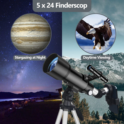 Misilmp Astronomie Refraktor Teleskop 70/400 schwarz für Anfänger