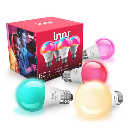 innr RB 282 C-4 Zigbee E27 Smart Lampe White & Color, 4er-Set, LED-Leuchtmittel mit E27-Sockel